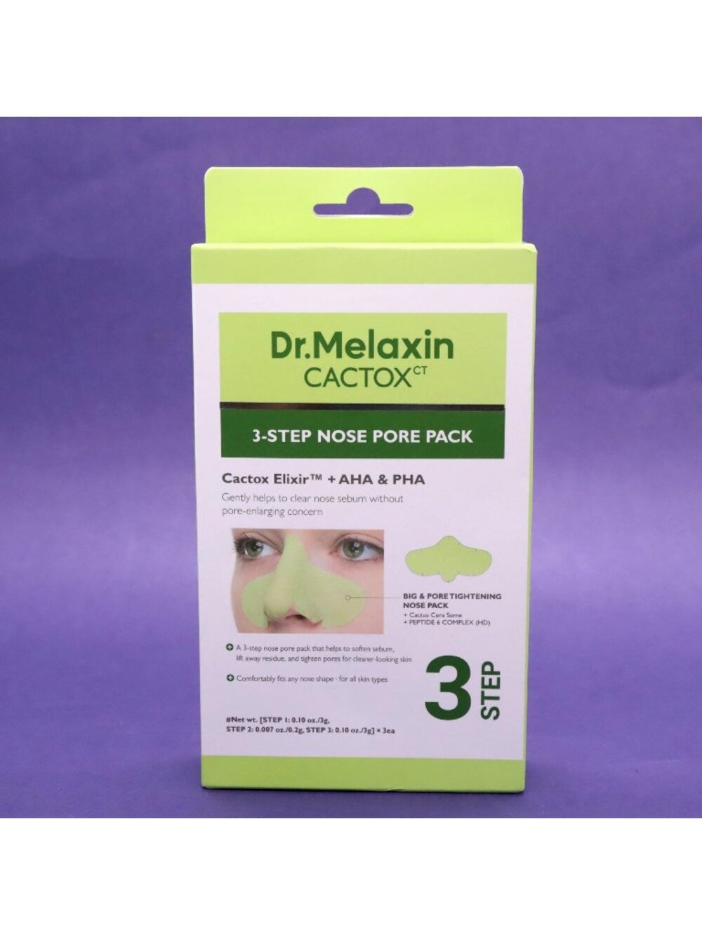 Dr. Melaxin CACTOX 3-Step Nose Pore Mask with AHA & PHA 3 Applications Exp 12/28